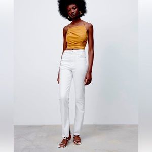Zara white slim fit flare jeans